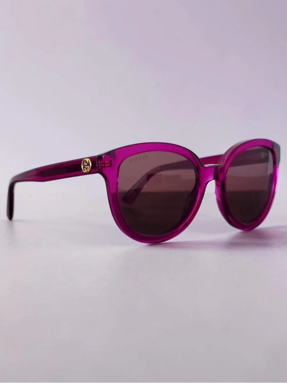 Gucci Fuchsia Round Sunglasses with Gold Accent